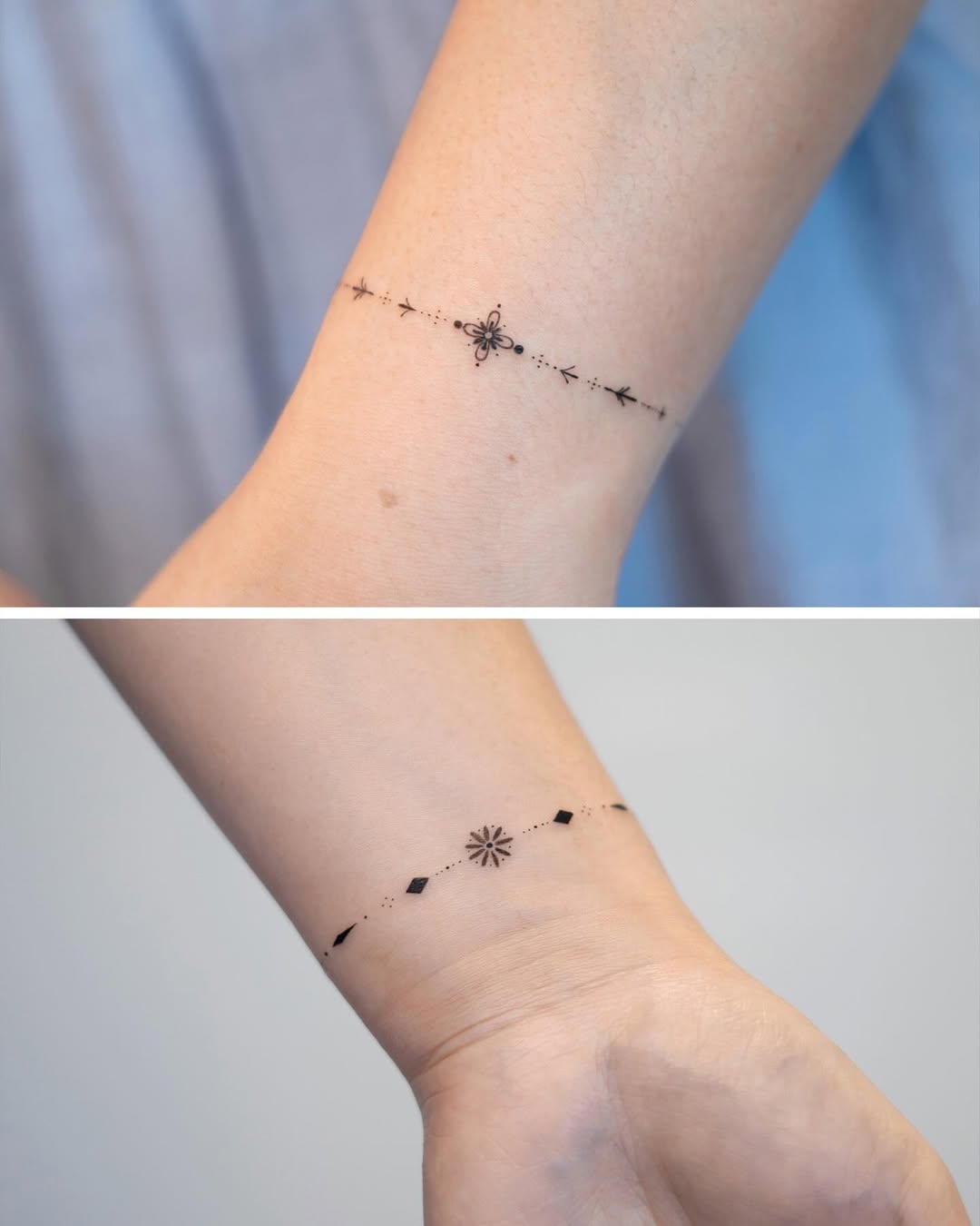 Minimalistic bracelet tattoo with intricate details