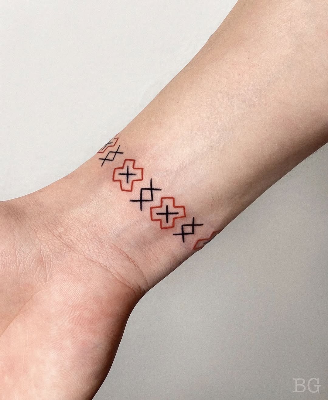 Colorful Geometric Crosses Embrace the Wrist