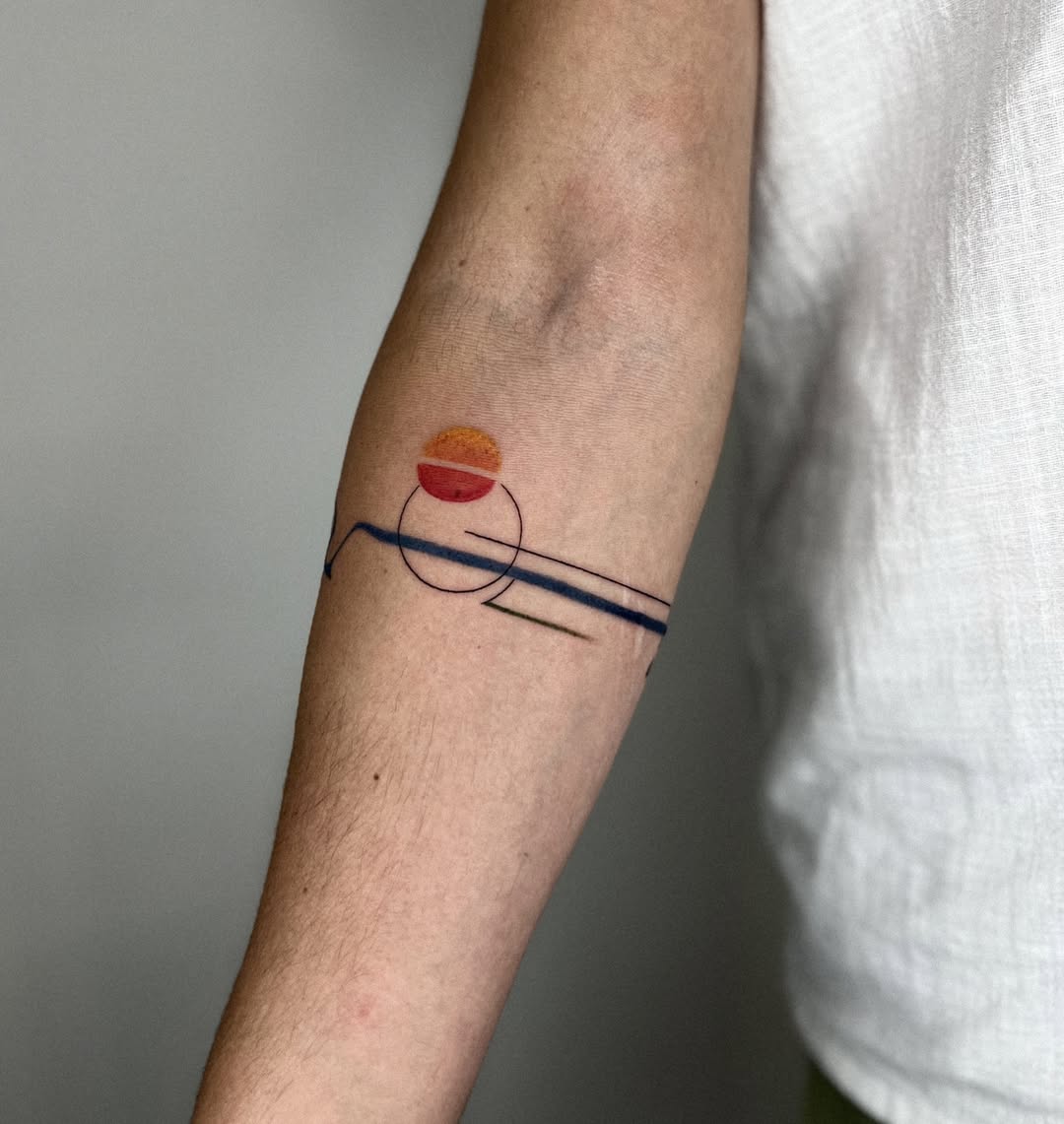 Sunset-Inspired Minimalist Bracelet Tattoo