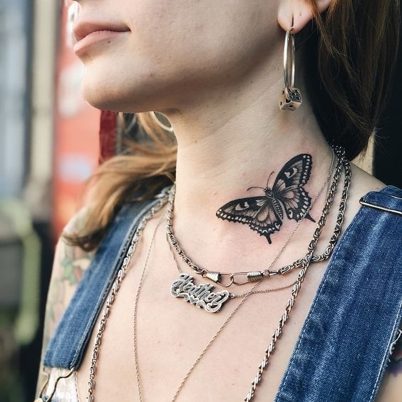 Stylish Butterfly Tattoo and Jewelry