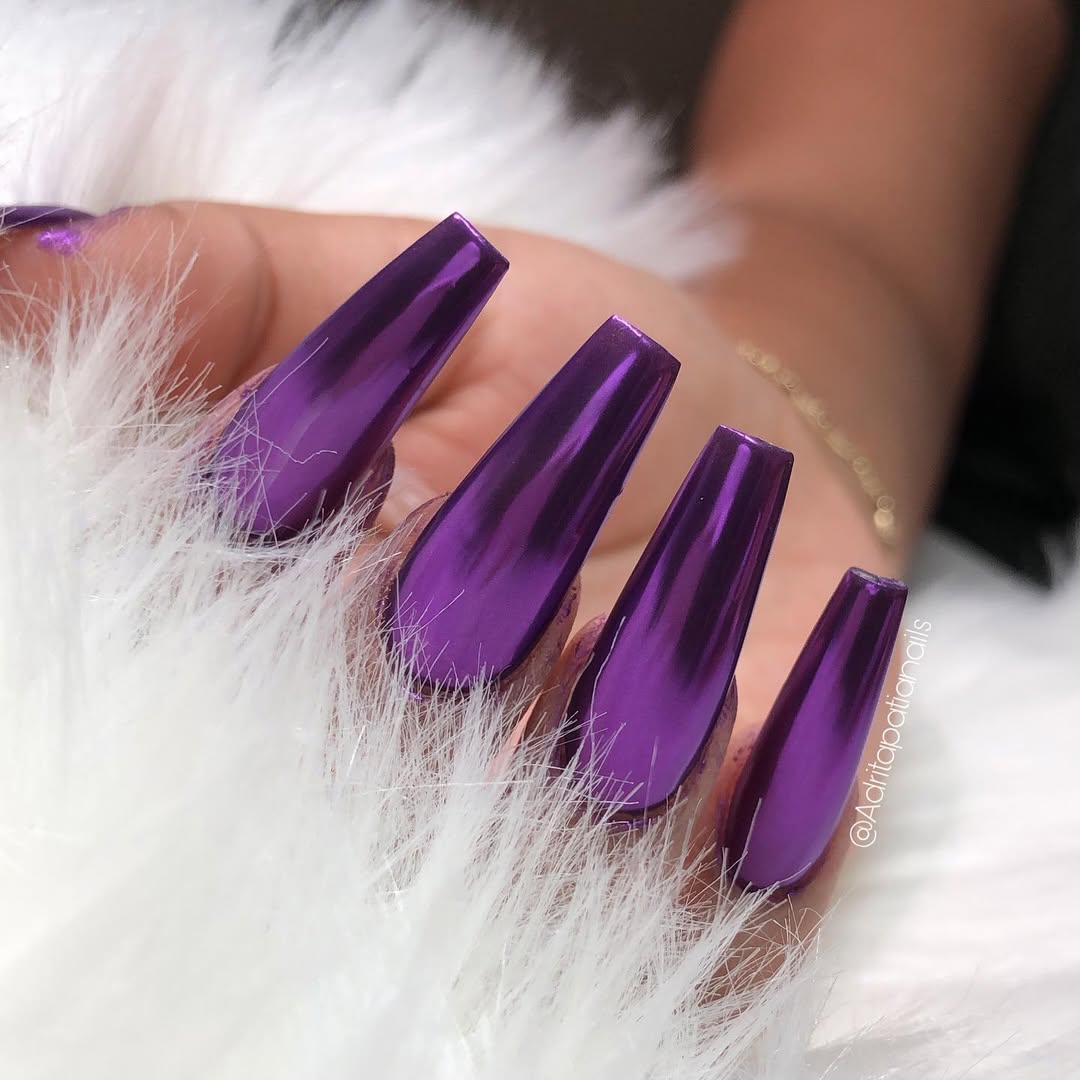 Vibrant Purple Chrome Nails