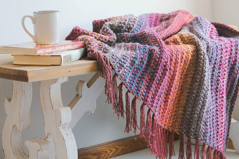 colorful-tweed-crochet-blanket-with-fringe