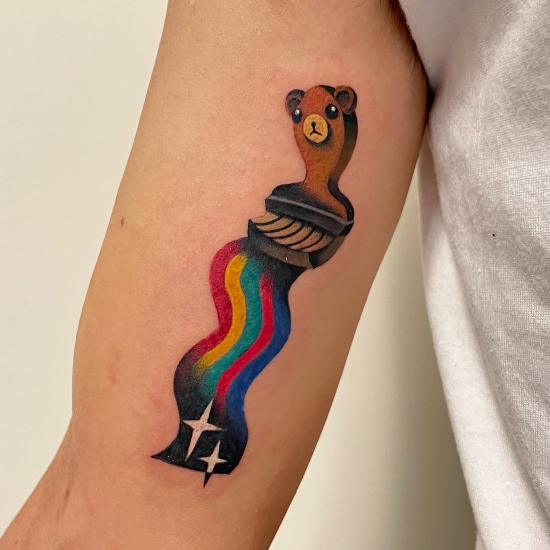 Colorful Rainbow Bear Tattoo Design Inspiration