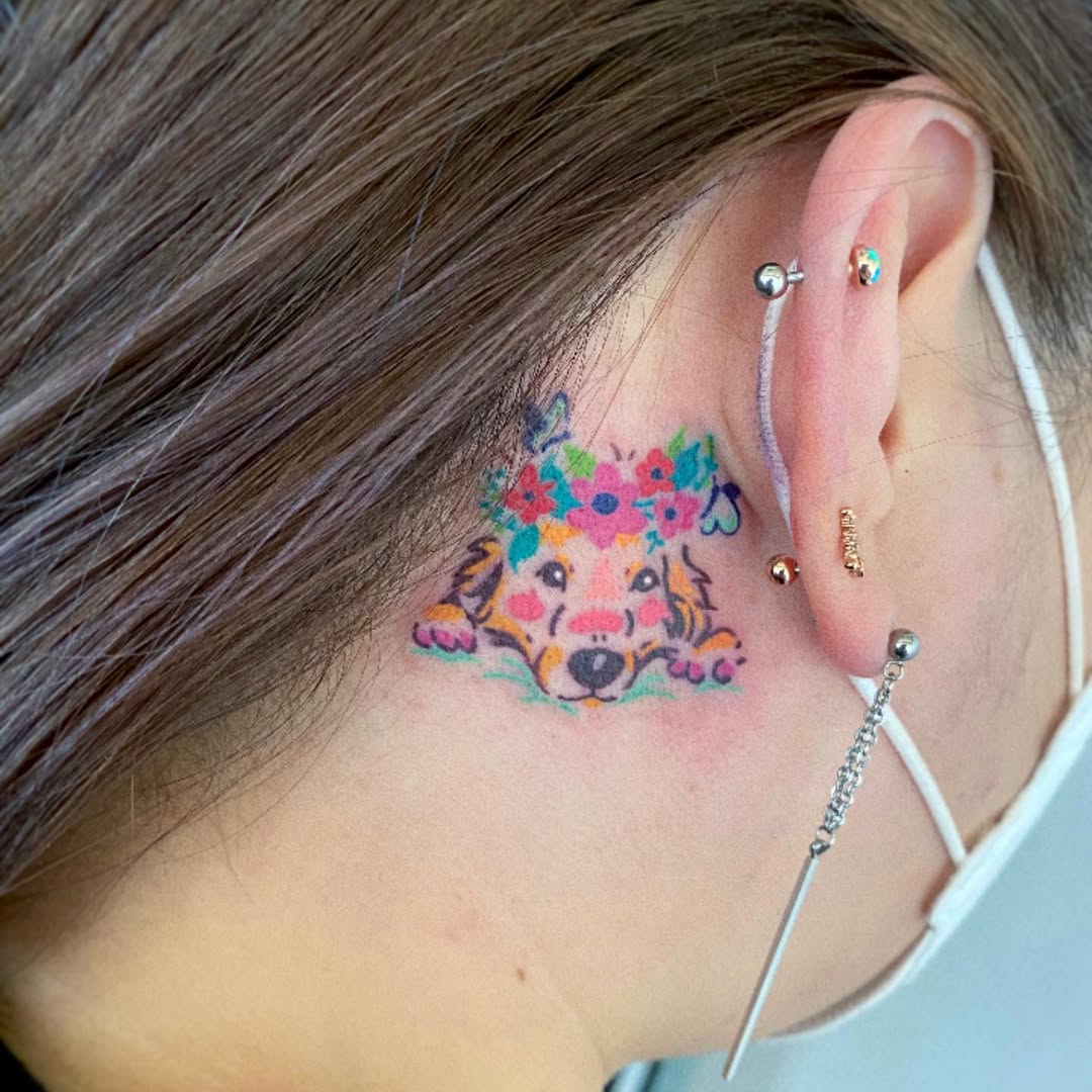 Whimsical Dog Ear Tattoo