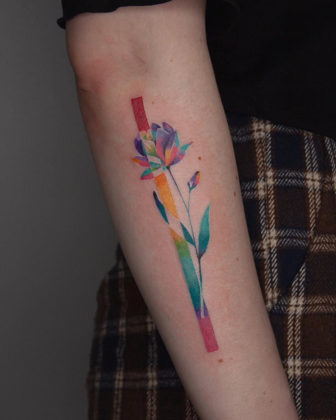 Vibrant Rainbow Flower Tattoo Design Ideas