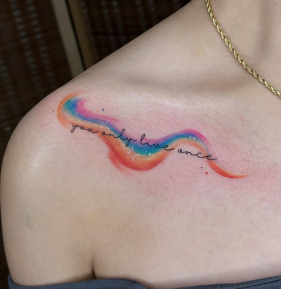 Stunning Rainbow Tattoo with Inspiring Quote