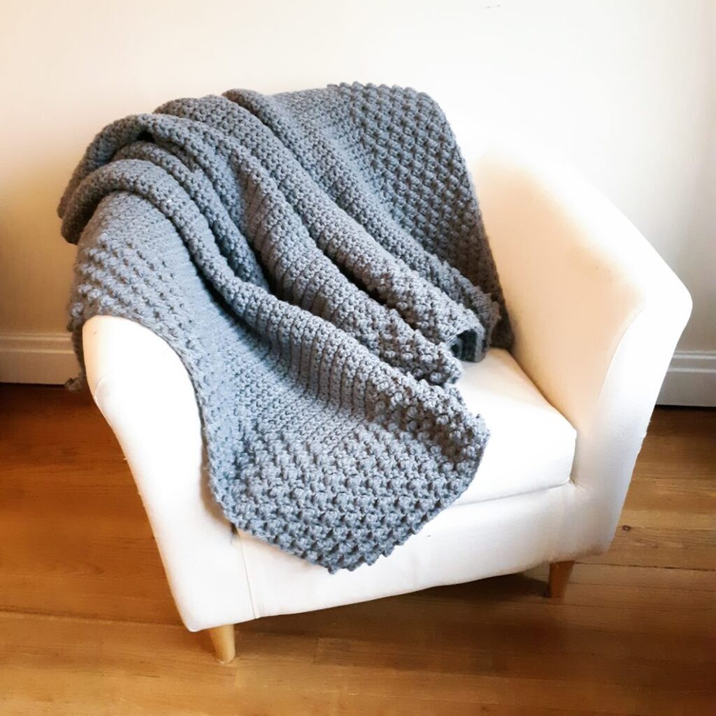 crochet-gray-textured-blanket-chair