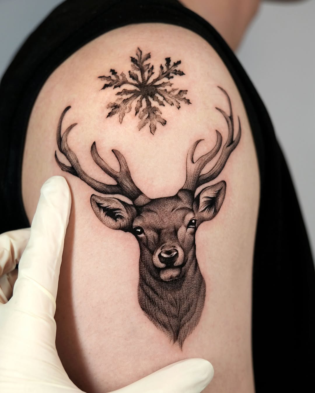 Majestic deer with a snowflake design