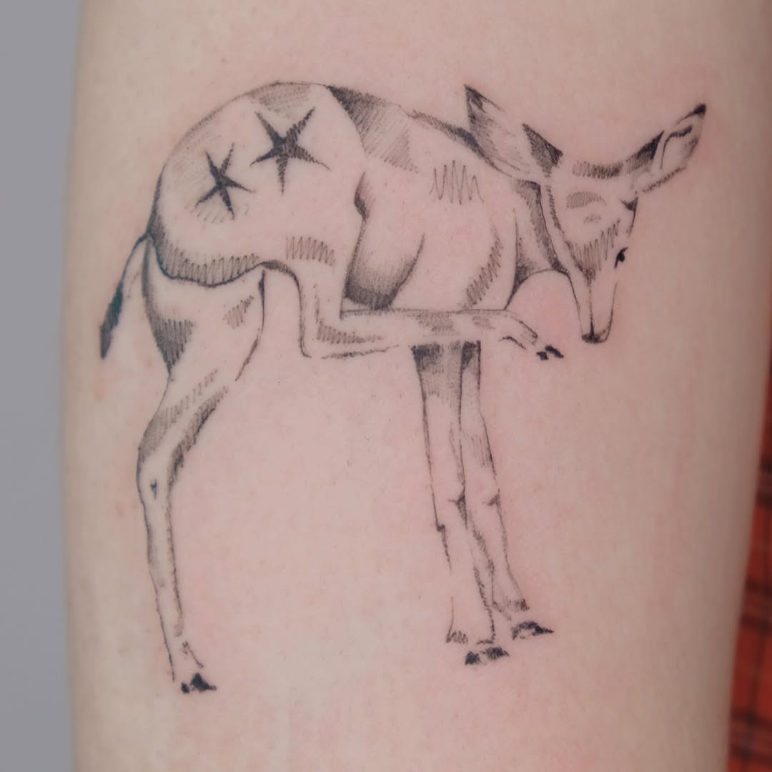 Elegant Minimalist Deer Tattoo Design