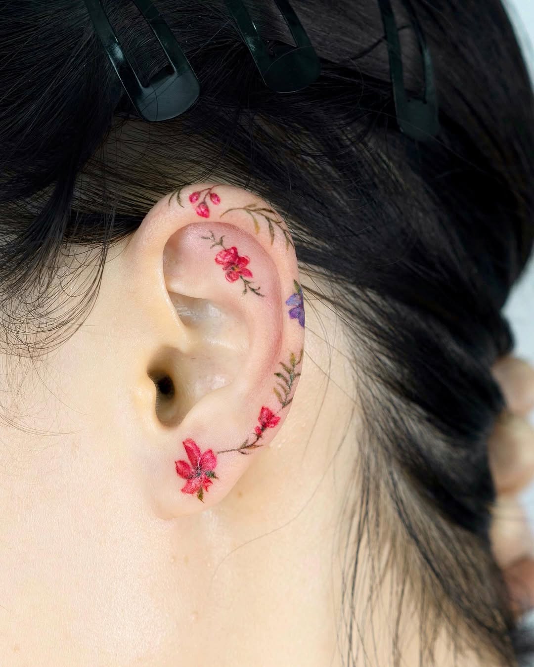 Floral Ear Tattoo Inspiration