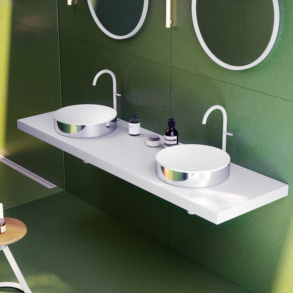 Stylish Geometric Bathroom with Dual Sinks