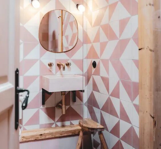 Stylish Geometric Tiles Transforming Small Bathrooms