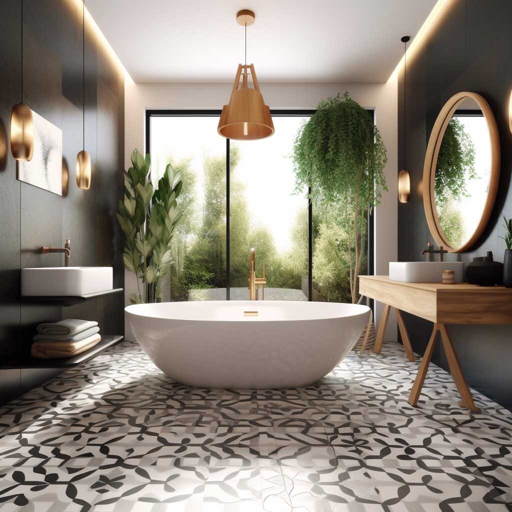 Modern Geometric Bathroom with Natural Elements