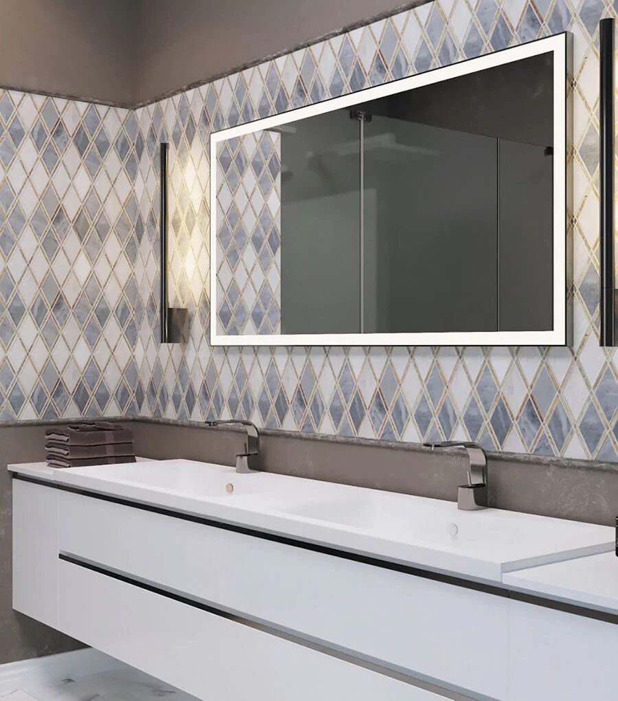 Stylish Geometric Bathroom with Modern Tiles