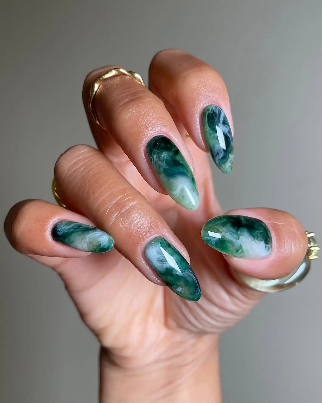 Stylish Green Marble Nail Design Inspiration
