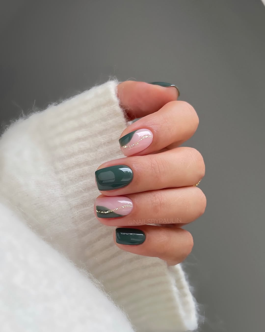 Chic Green and Pink Nail Art Inspiration