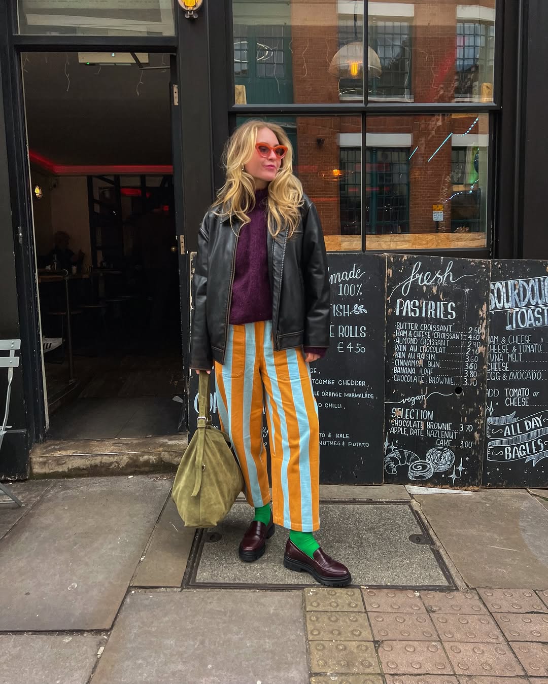 Bold Stripes with Chic Leather and Loafers