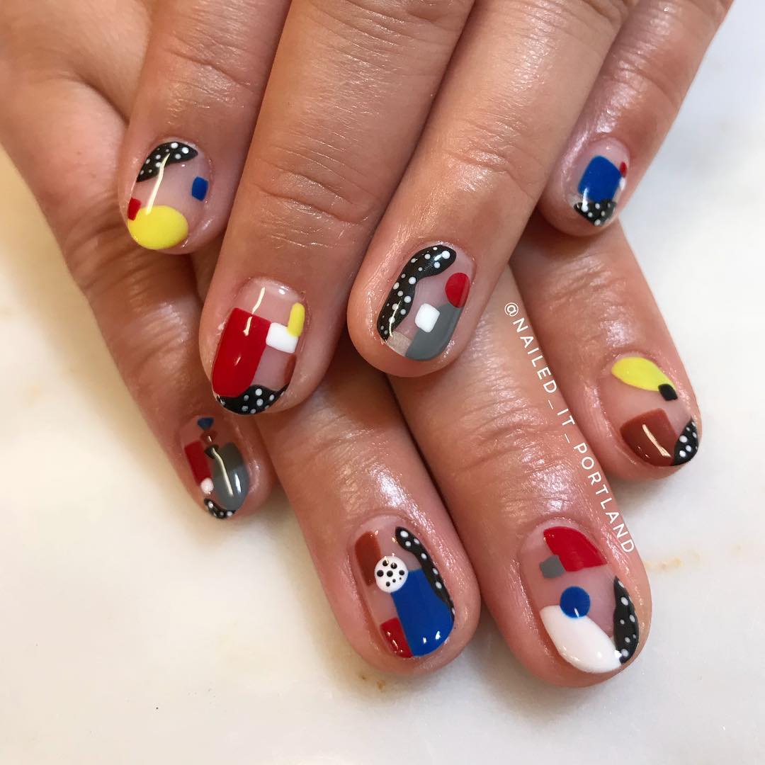 Abstract nails with playful math-inspired designs