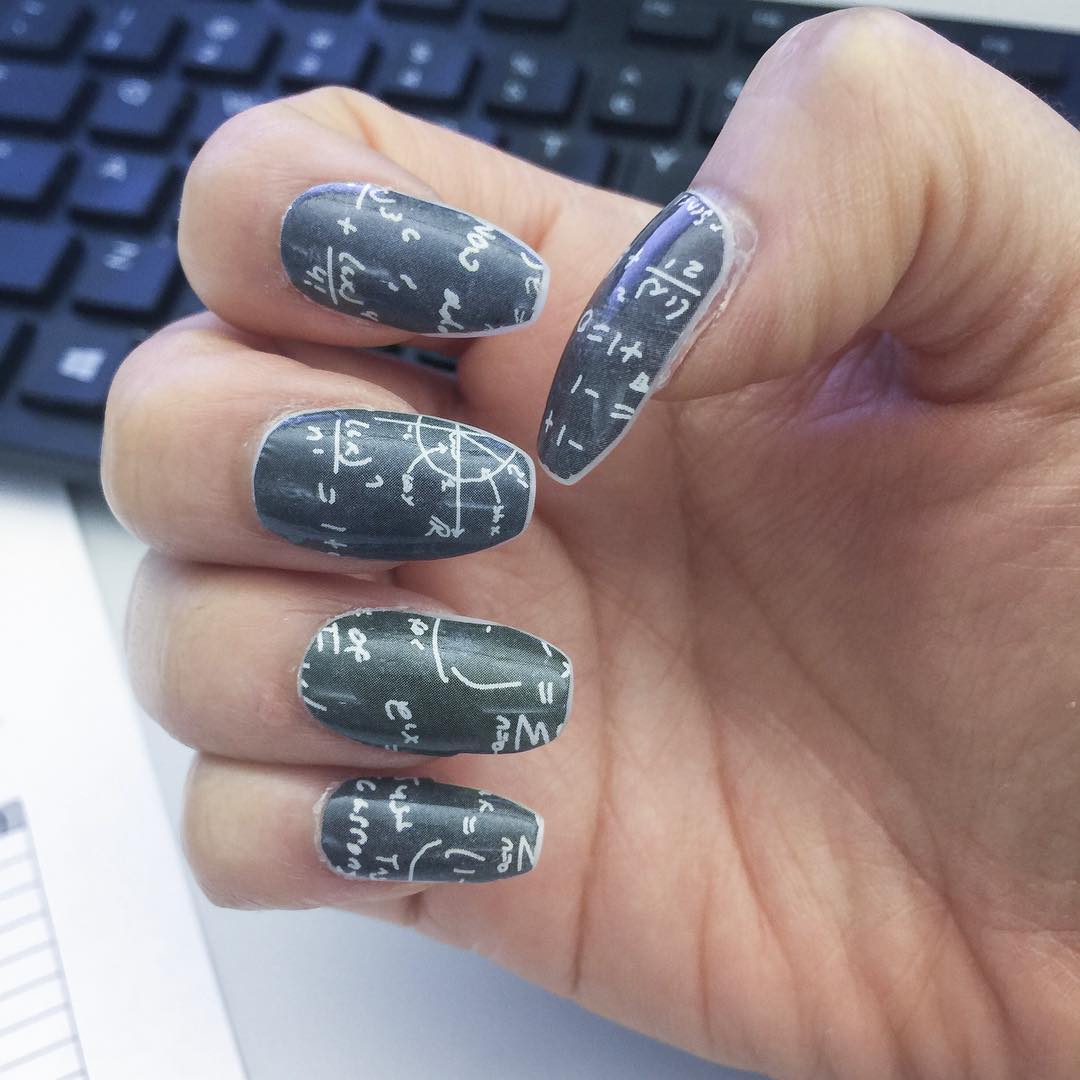 Chic Nails Featuring Intricate Math Equations