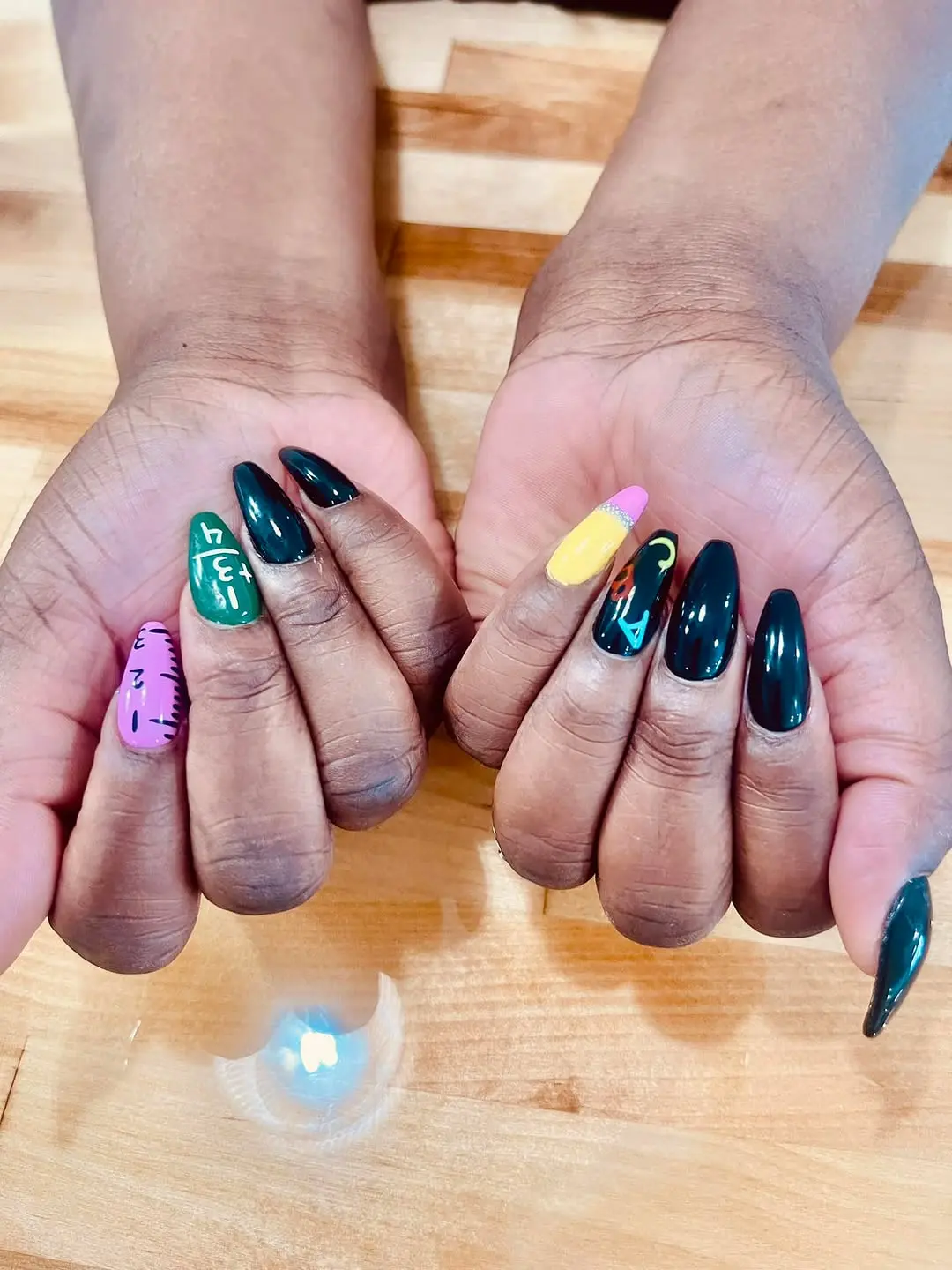 Vibrant Math-Themed Nail Art Design