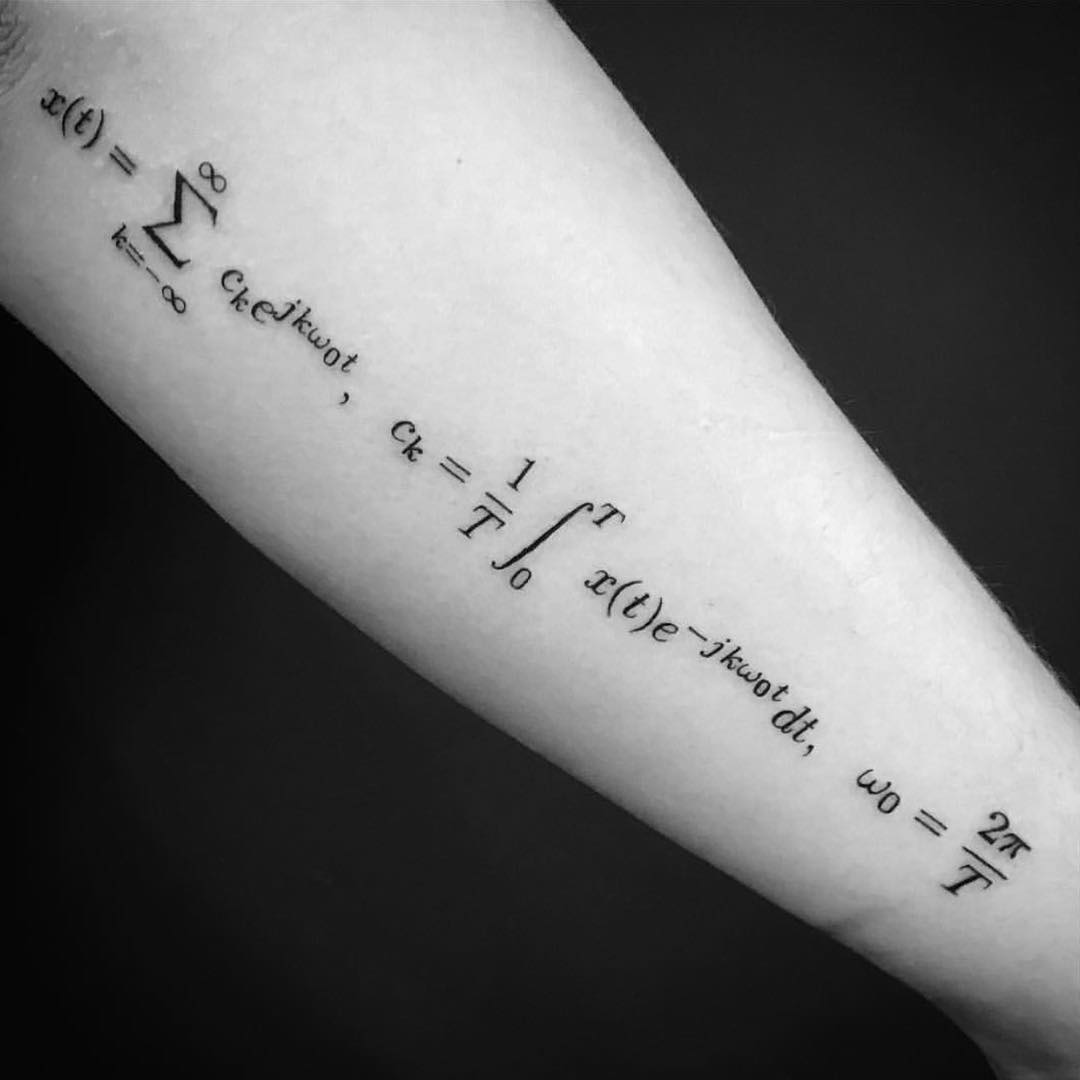 Intricate tattoo featuring mathematical equations