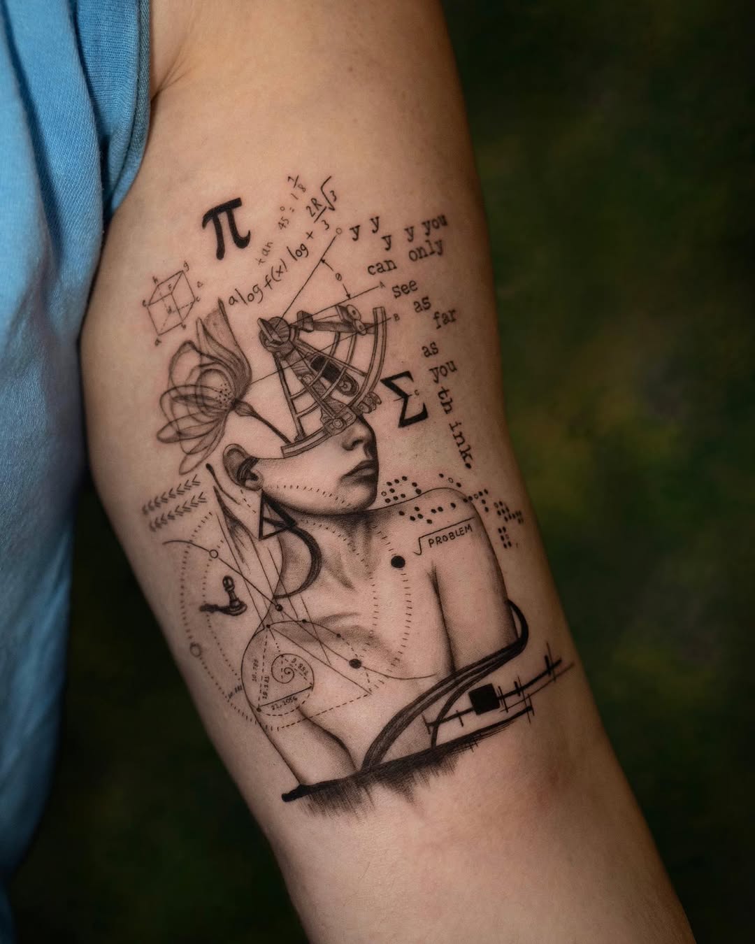 Intricate math tattoo blending art and equations