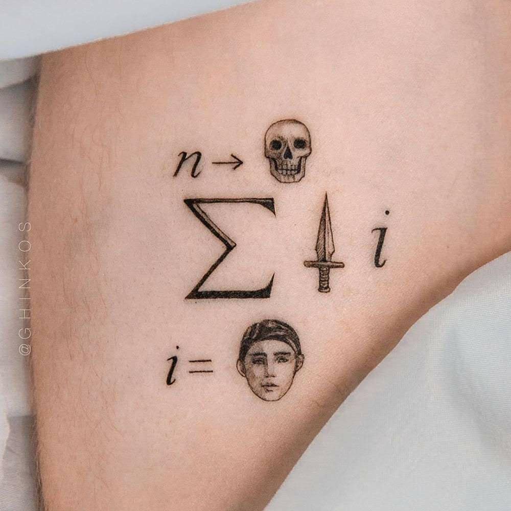 Unique symbolic math tattoo with personal elements