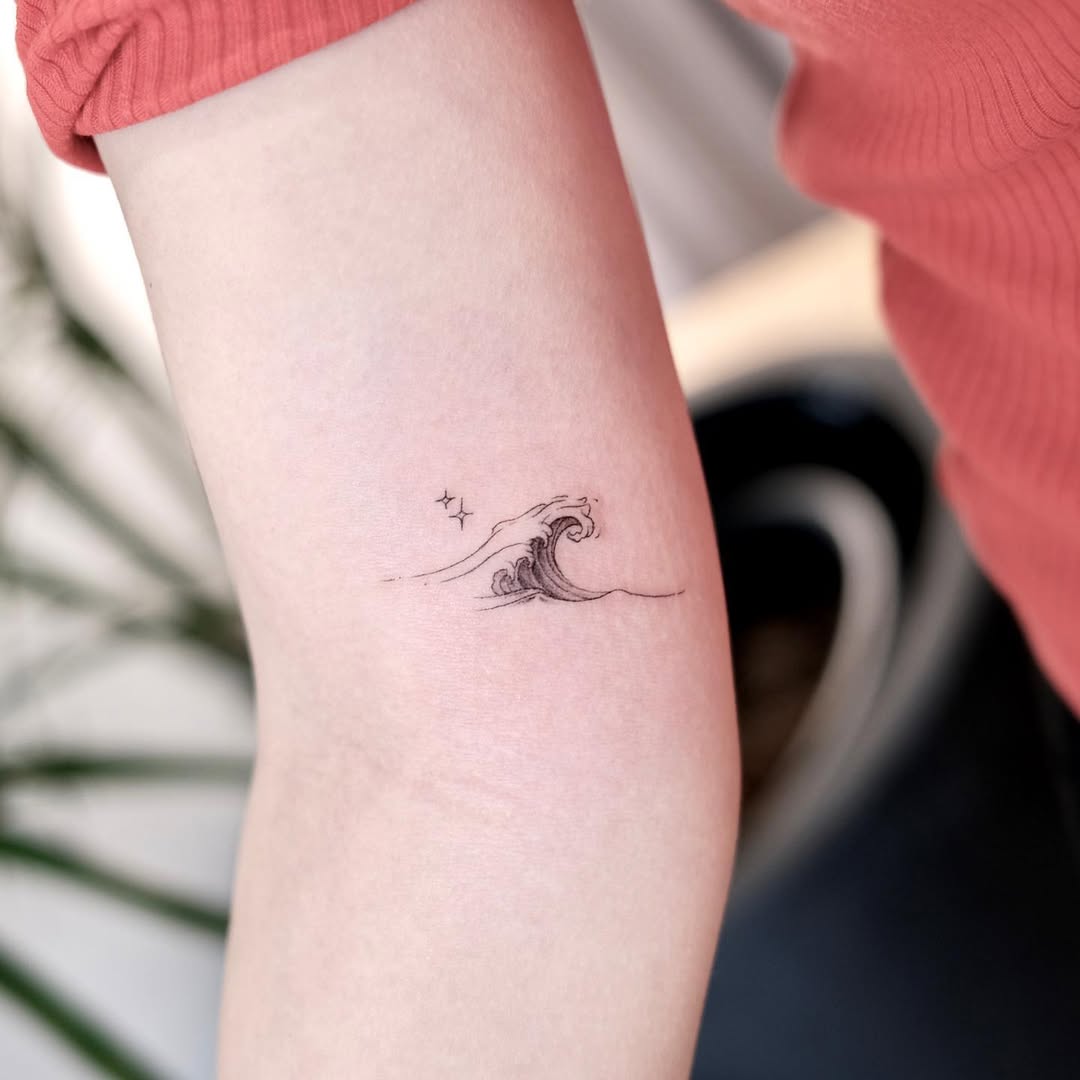 Minimalist Wave Tattoo