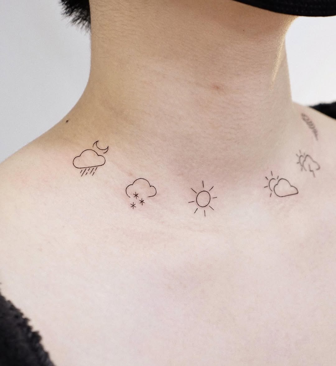 Celebrating Nature's Elements with Minimal Tattoos