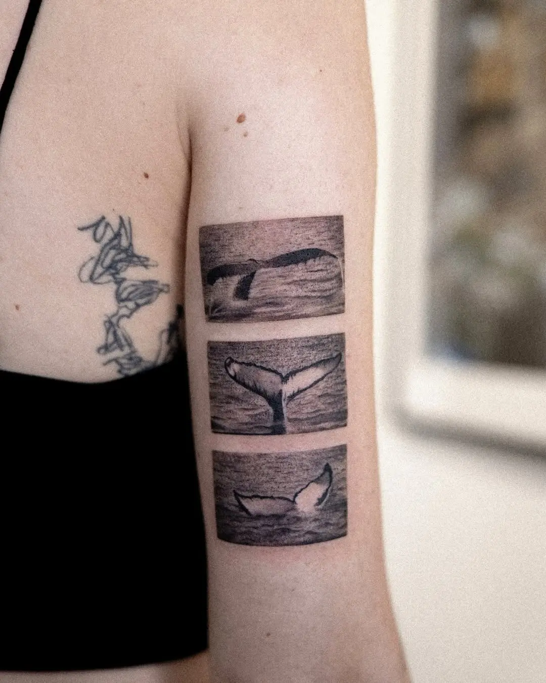 Unique Triptych Whale Tattoo for Arm