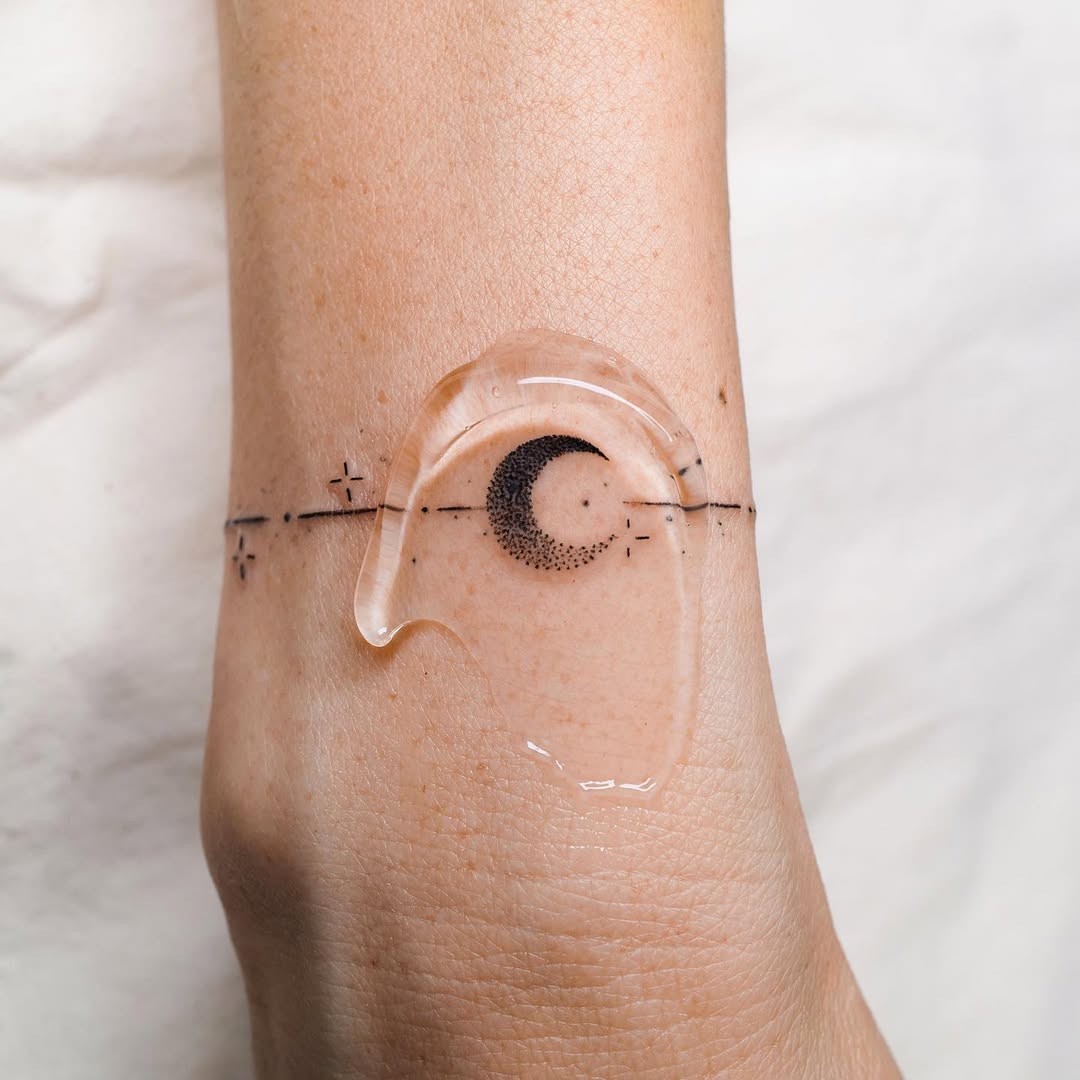 Elegant moon and star bracelet tattoo concept