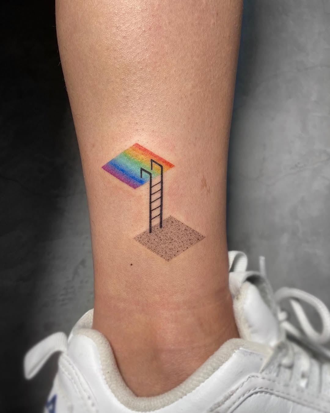 Creative Rainbow Tattoo with Ladder Design