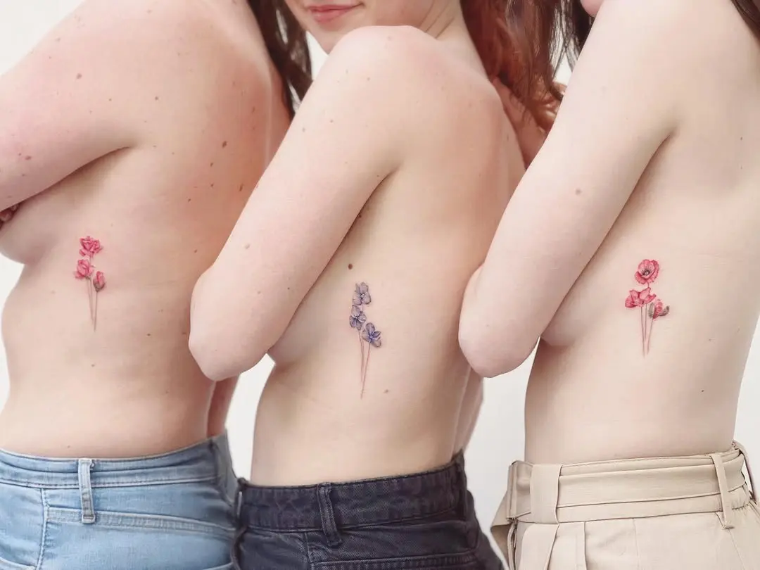 Floral Tattoos Symbolizing Sisterly Love