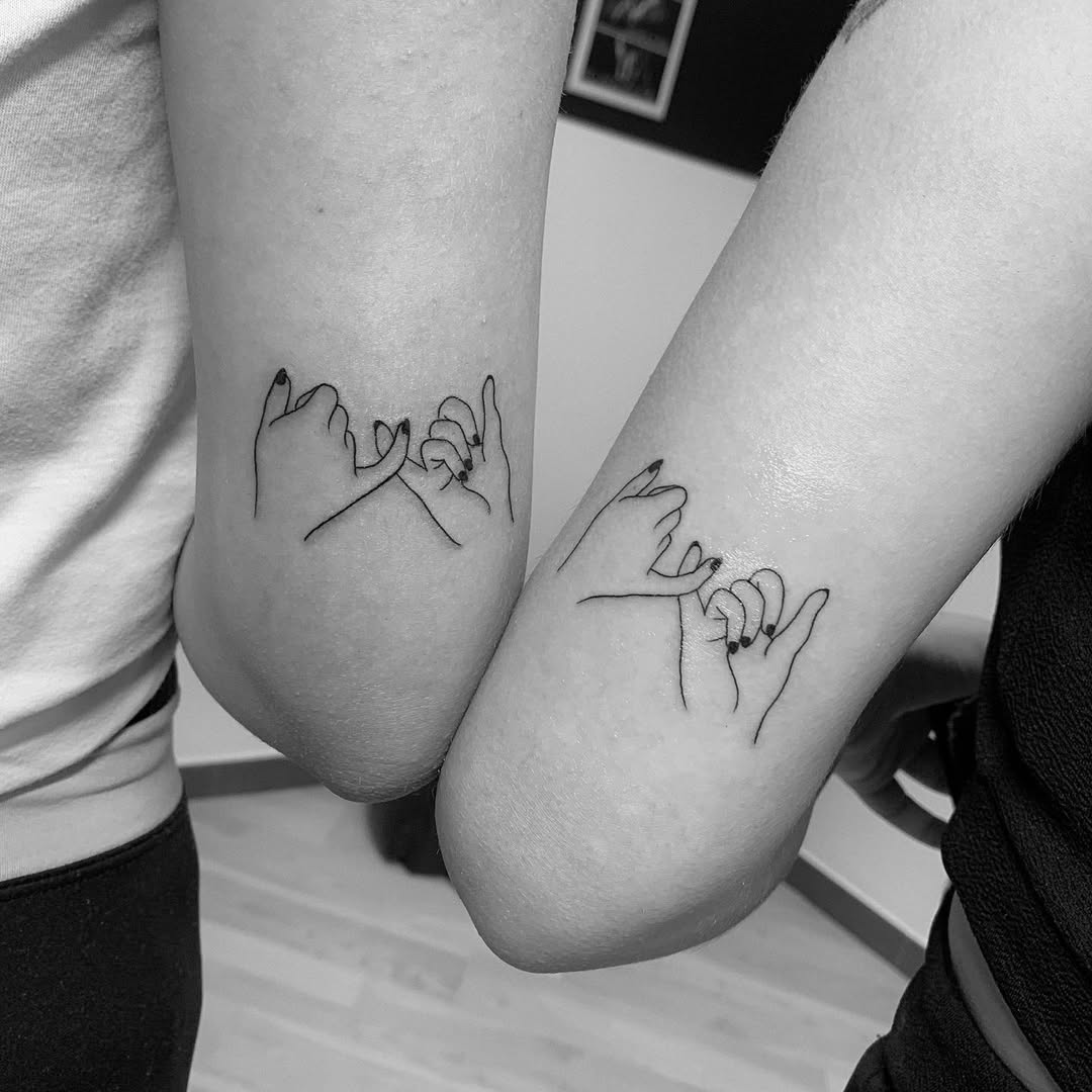 Elegant Pinky Promise Sister Tattoos