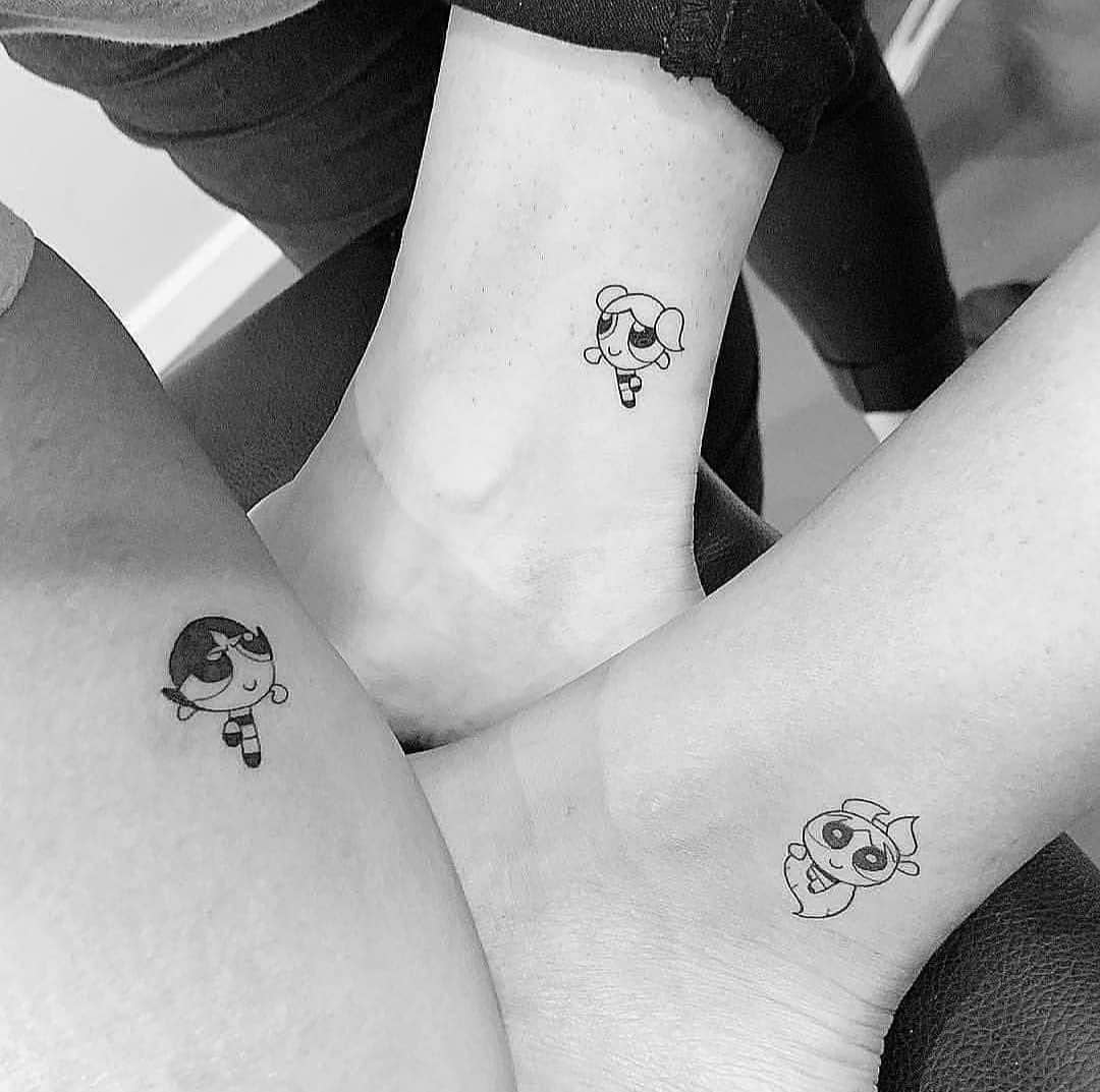 Cute Powerpuff Girls Sister Tattoos Together