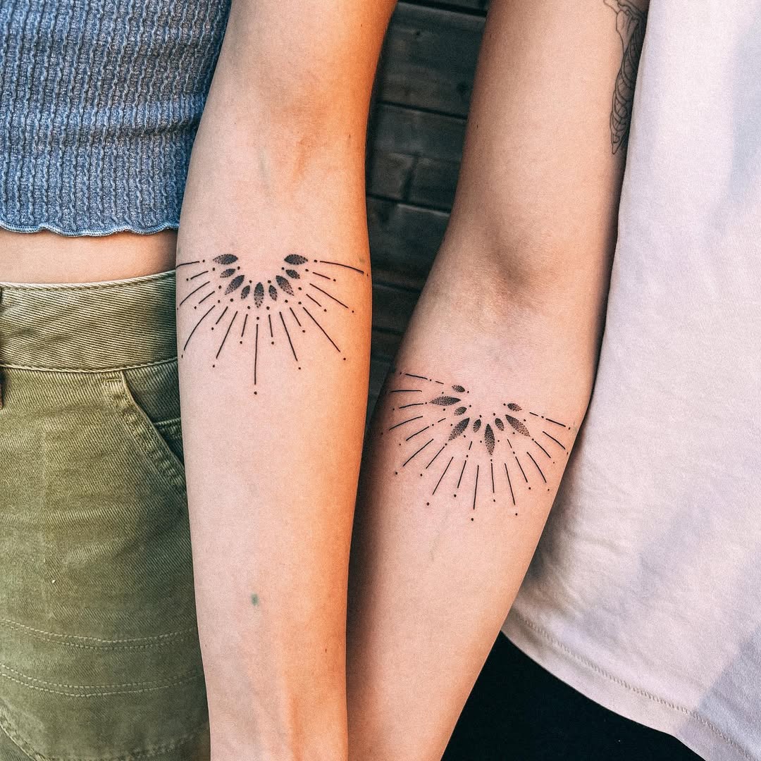 Meaningful sunburst tattoos for sisterhood