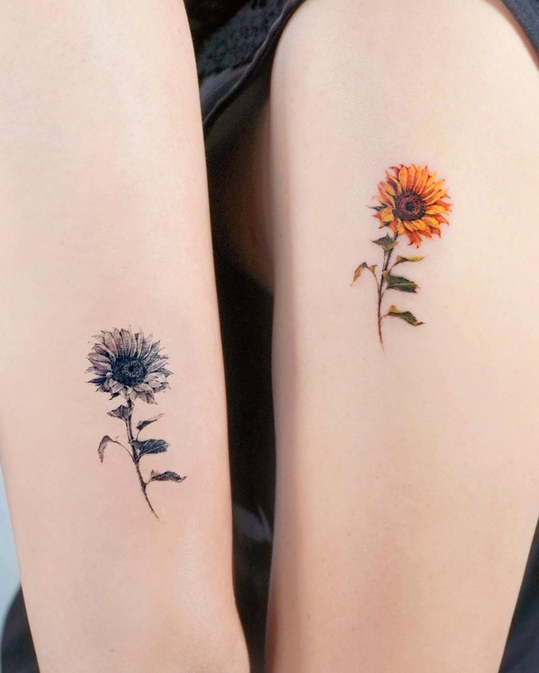 Sister Tattoos Featuring Sunflower Duo Designs