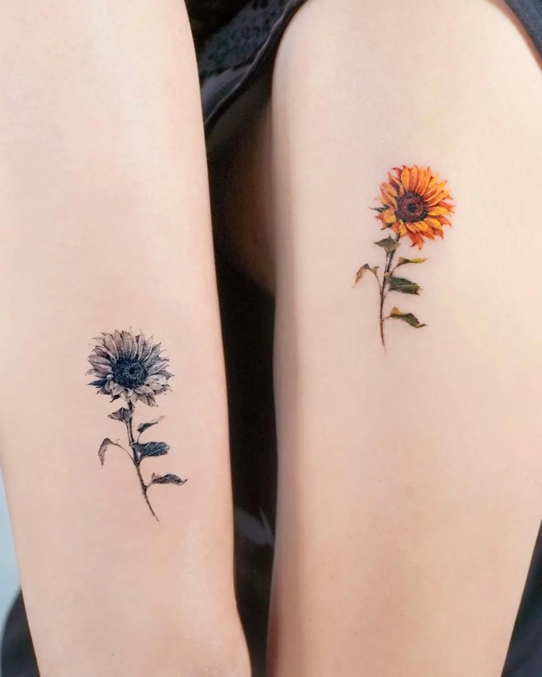 Sister Tattoos Featuring Sunflower Duo Designs