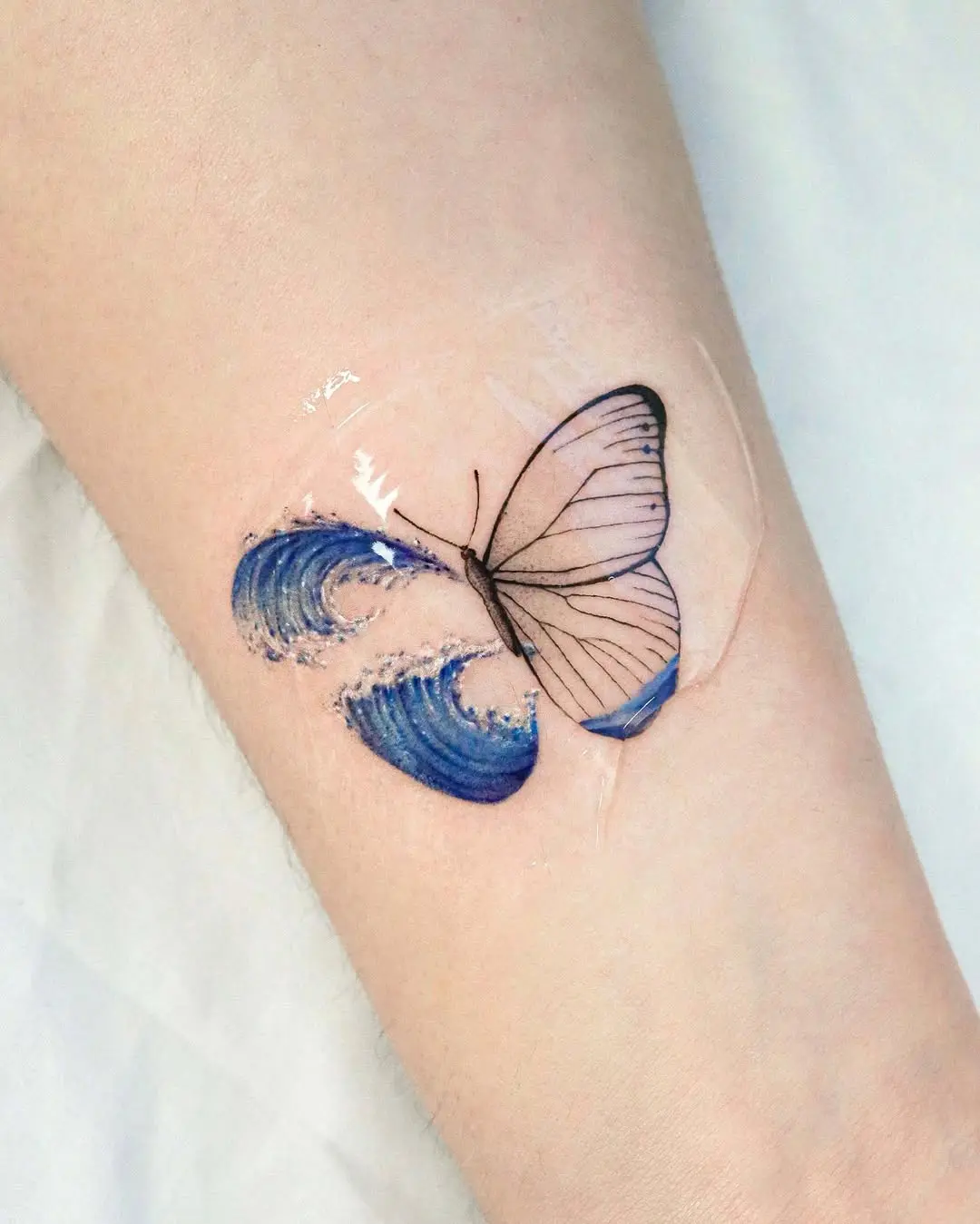 Serene Wave Butterfly Tattoo