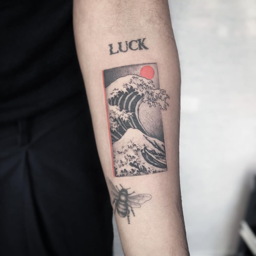 Wave Tattoo with Luck