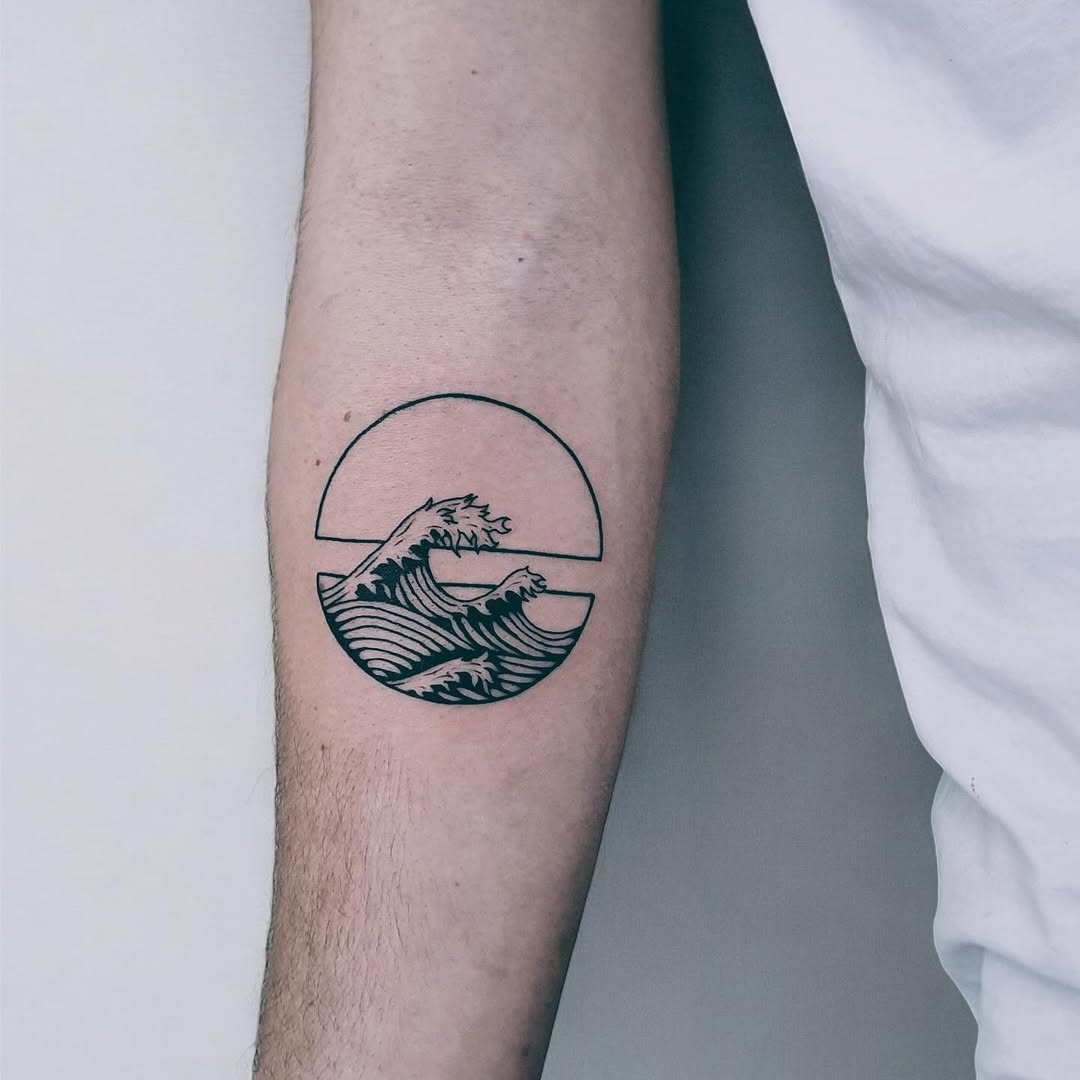 Minimalist Wave Tattoo