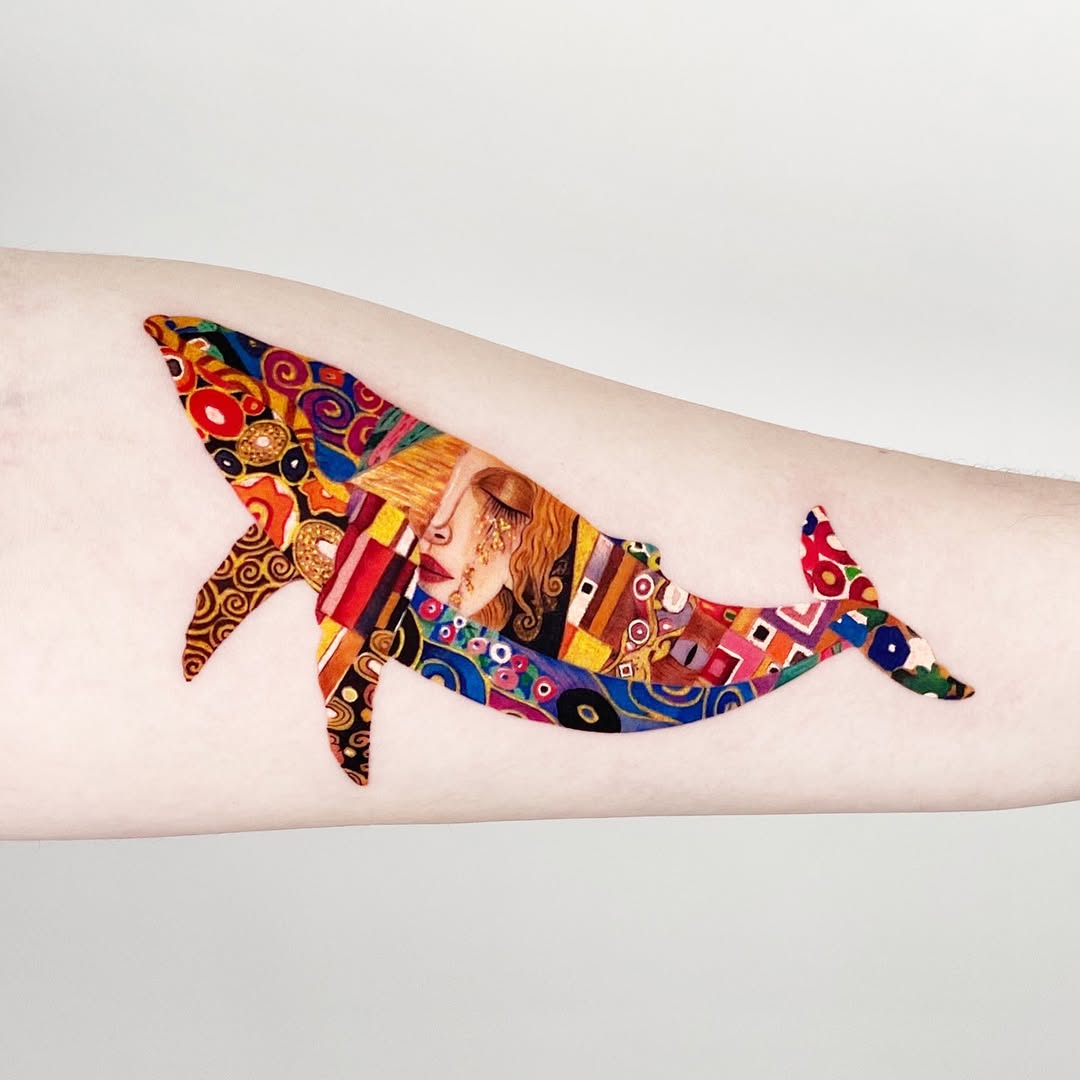 Colorful and Creative Whale Tattoo Design