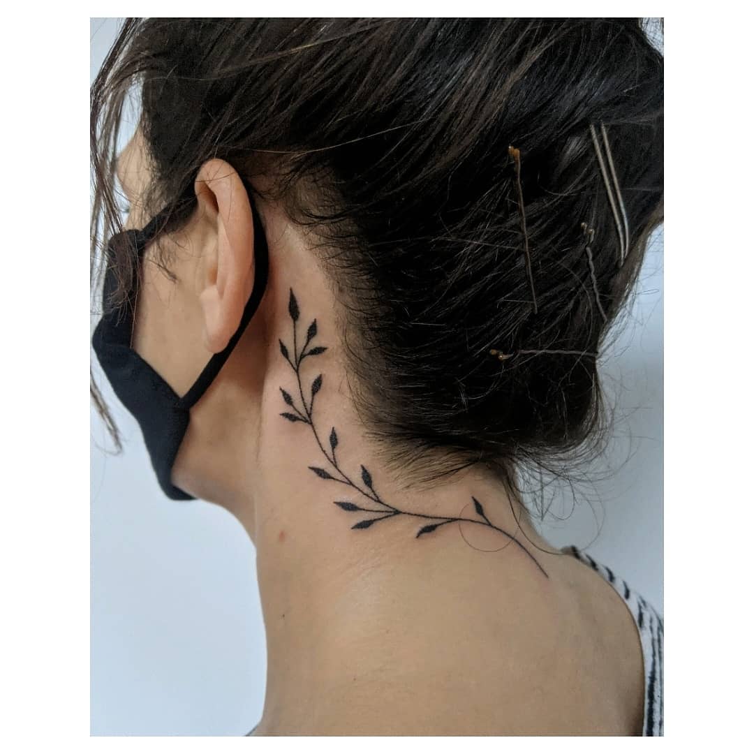 Elegant Floral Neck Tattoo