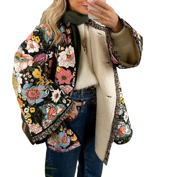 Women’s Floral Print Quilted Padded Jacket - Cozy Winter Wear - Image 5