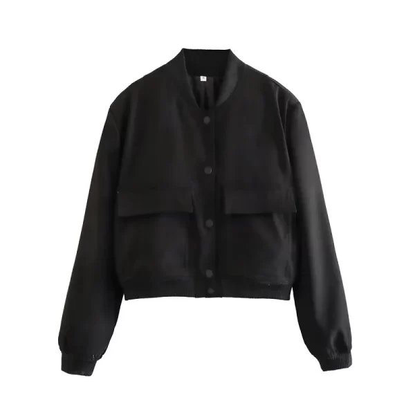 Trendy Women's Cropped Bomber Jacket - Perfect for Autumn and Winter - Image 6