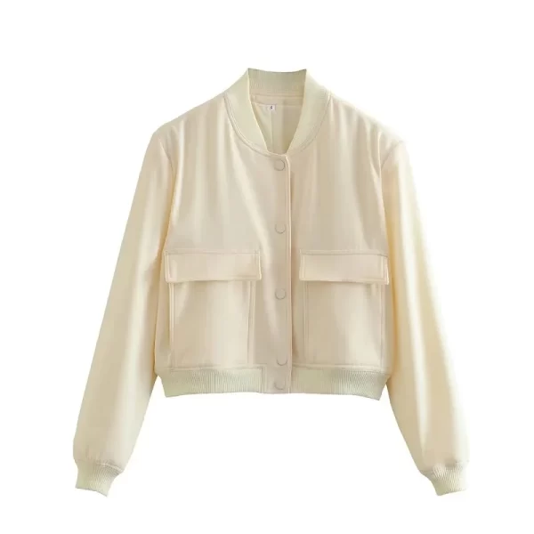 Trendy Women's Cropped Bomber Jacket - Perfect for Autumn and Winter - Image 8