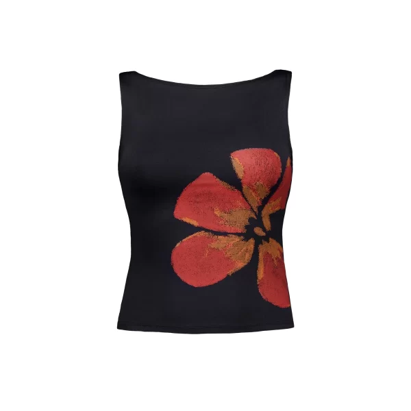 Women's Vintage Floral Print Crop Tank Top - Slim Fitted Summer Camisole - Image 5