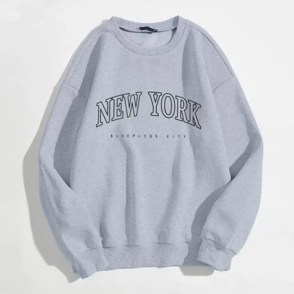 Versatile New York Letter Print Hoodie - Classic Graphic Pullover Sweatshirt - Image 5