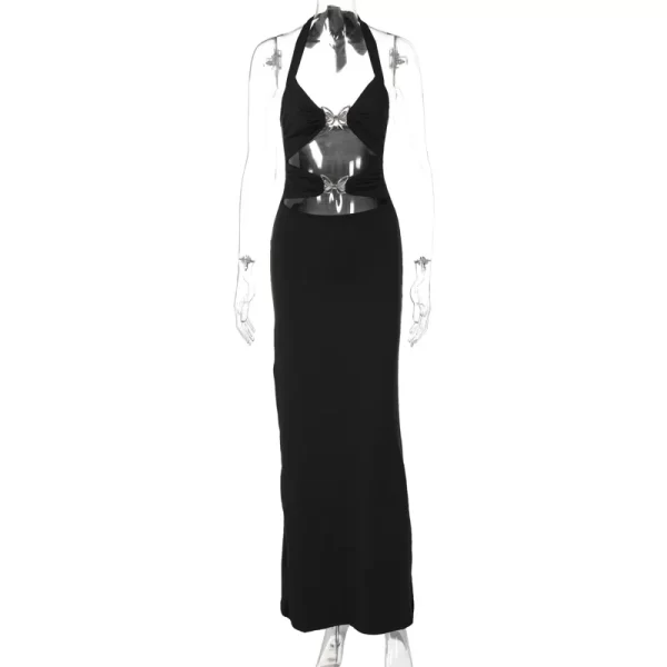 Elegant Hollow Out Maxi Dress for Women - Summer Party Style - Image 5