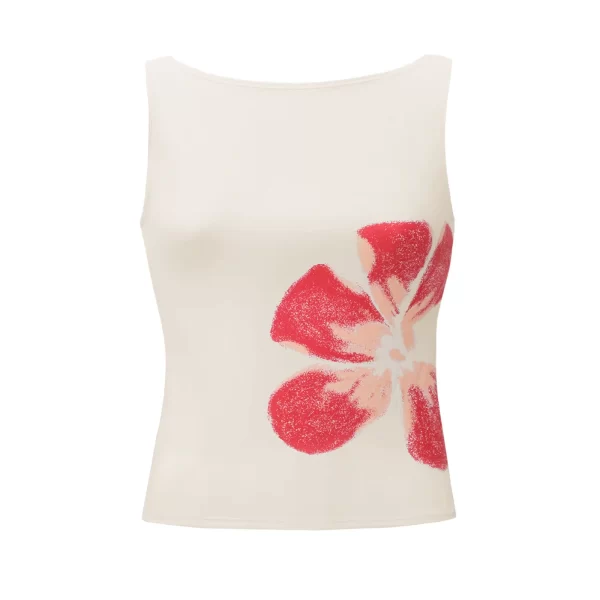 Women's Vintage Floral Print Crop Tank Top - Slim Fitted Summer Camisole - Image 7